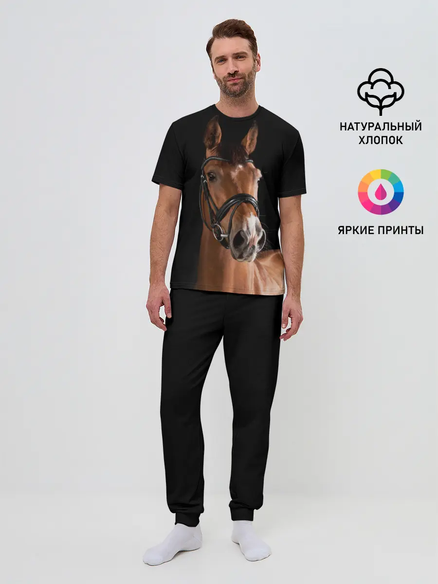 Мужская пижама с брюками / Гнедая лошадь