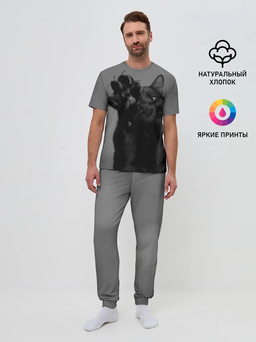 Мужская пижама с брюками / Котик
