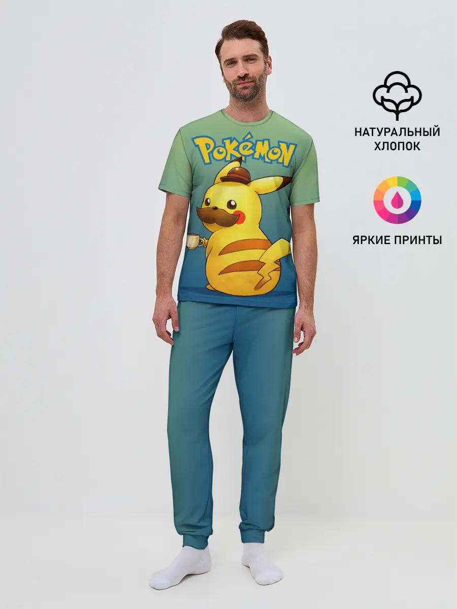 Мужская пижама с брюками / Детектив Пикачу покемон