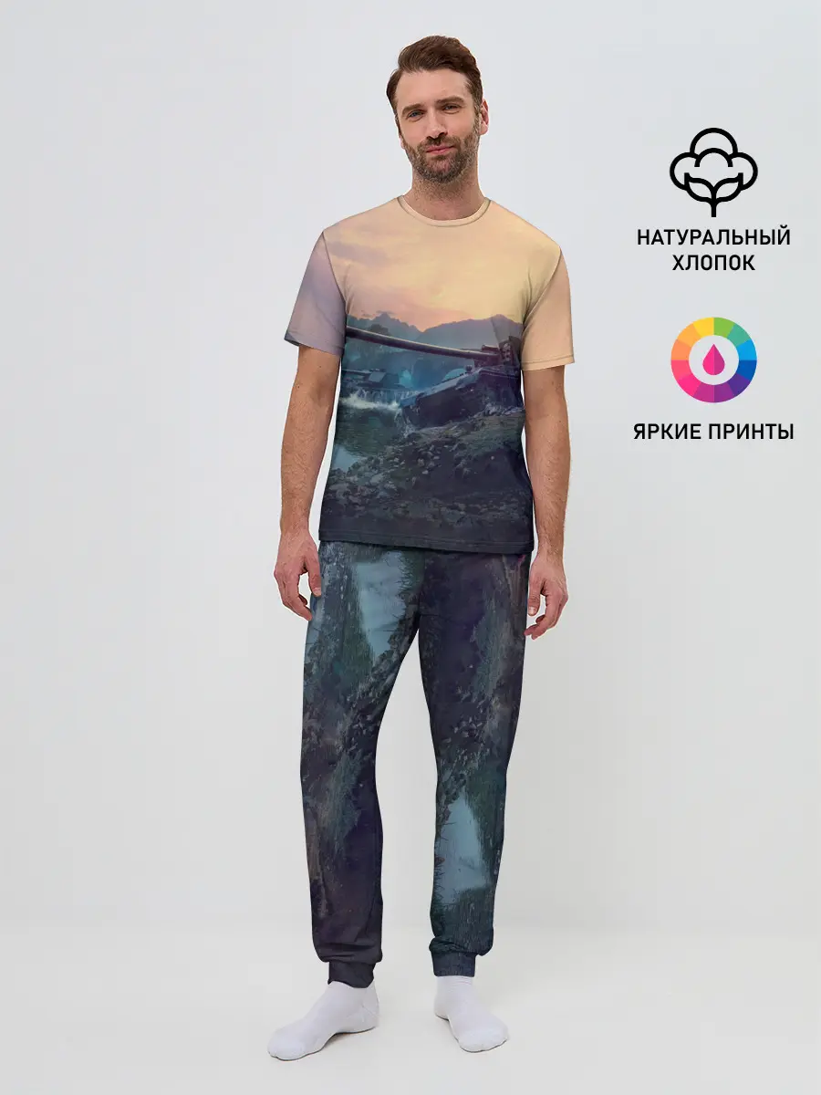 Мужская пижама с брюками / Танки