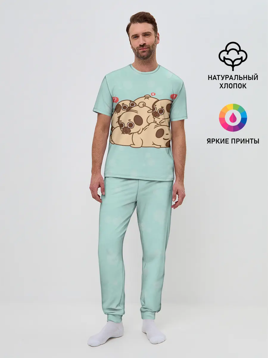 Мужская пижама с брюками / Мопсы