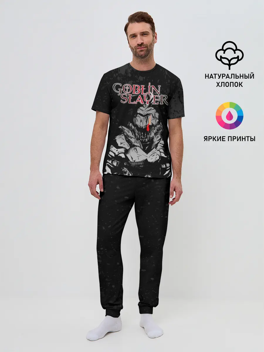 Мужская пижама с брюками / Goblin Slayer black background