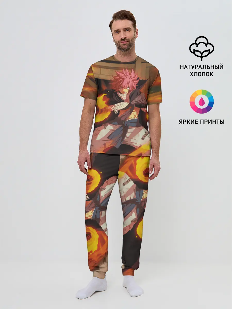 Мужская пижама с брюками / Нацу огненный боец