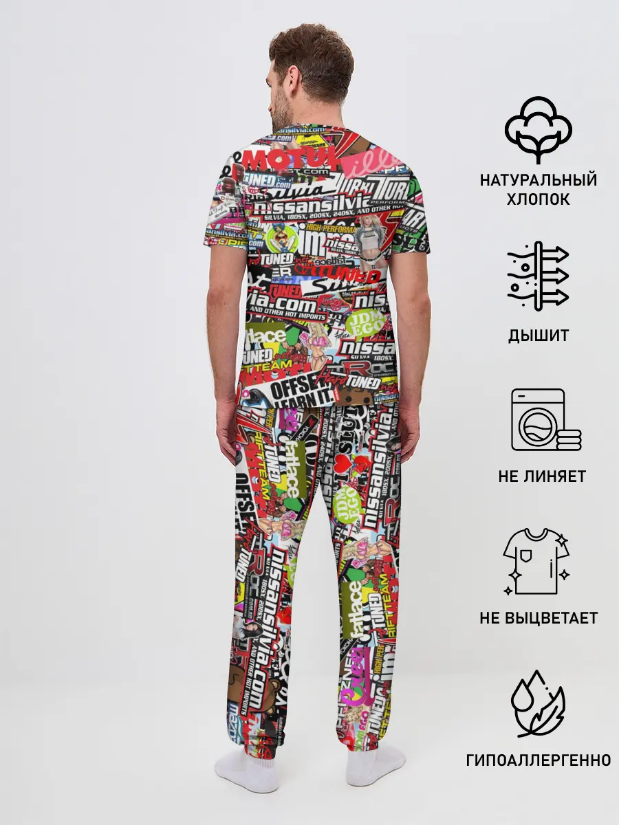 Мужская пижама с брюками / Cars Stickerbombing