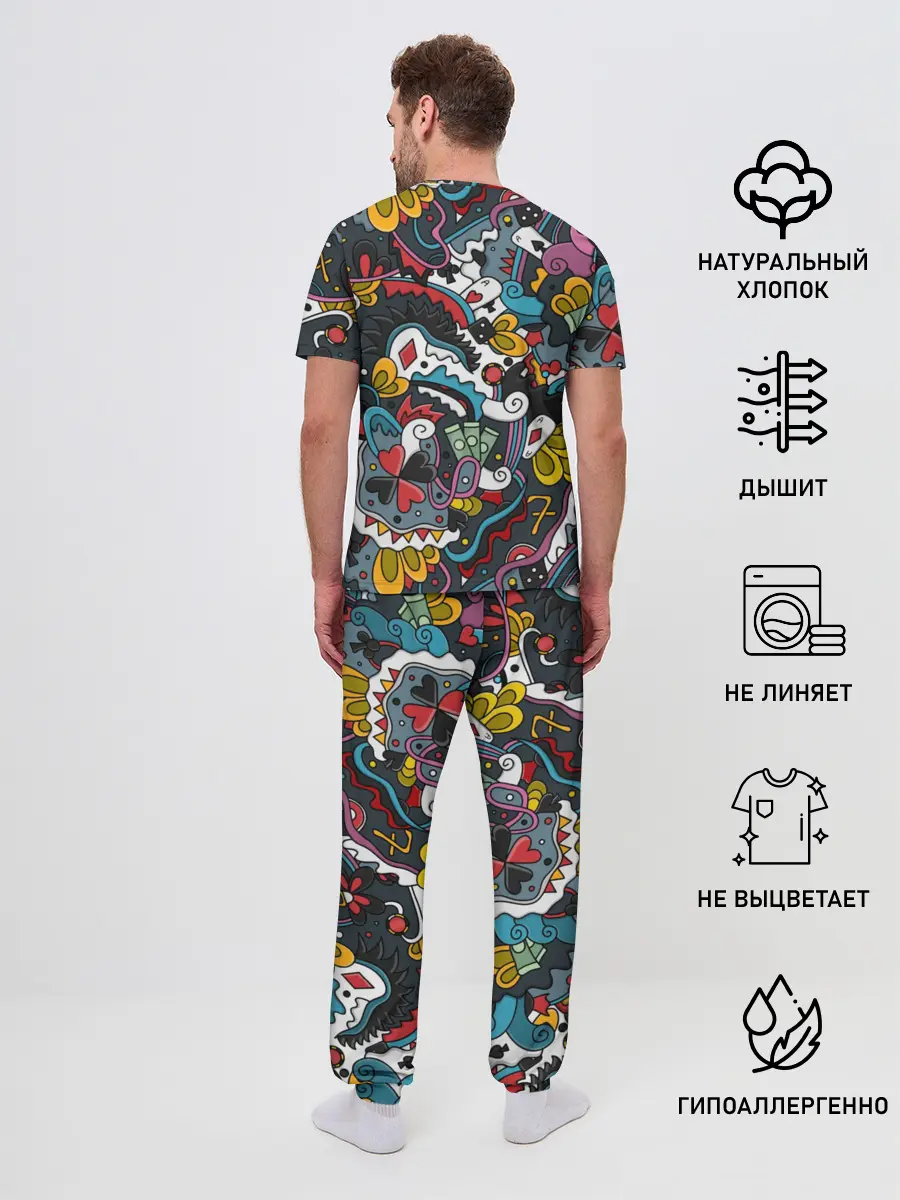 Мужская пижама с брюками / Покерный коллаж