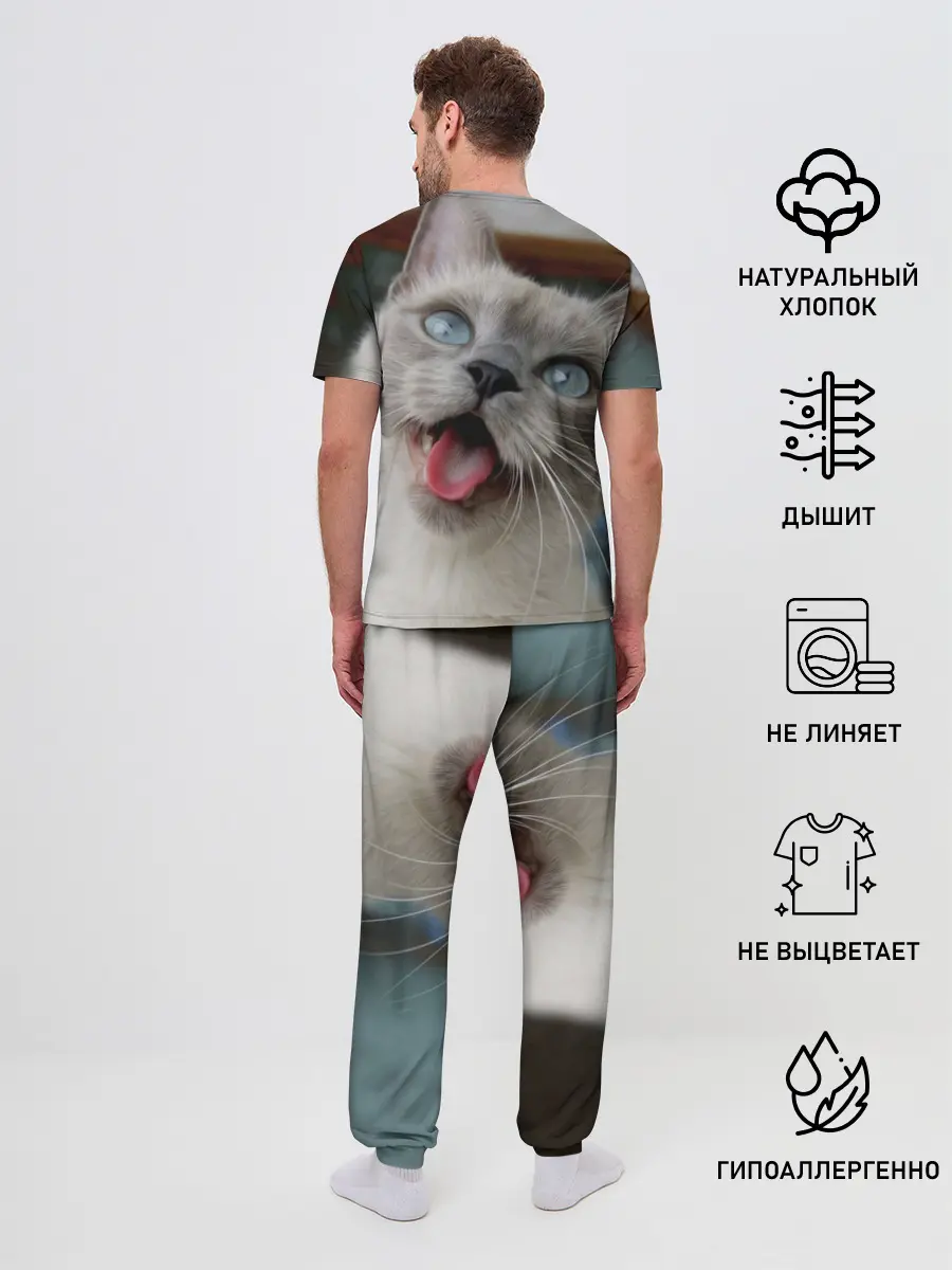 Мужская пижама с брюками / Сиамский котенок
