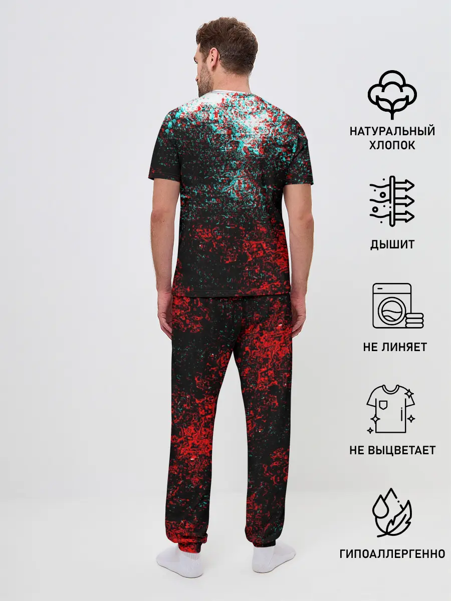 Мужская пижама с брюками / БРЫЗГИ КРАСОК GLITCH