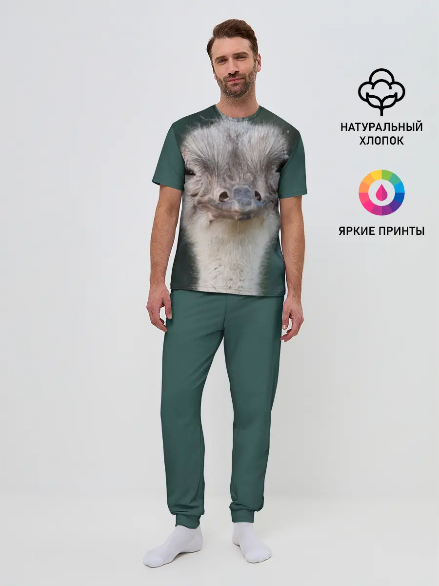 Мужская пижама с брюками / Подозрительный страус