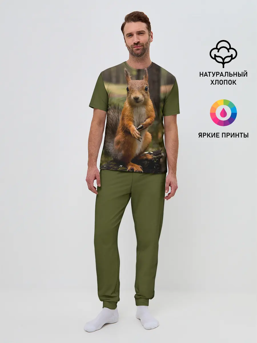 Мужская пижама с брюками / Белочка