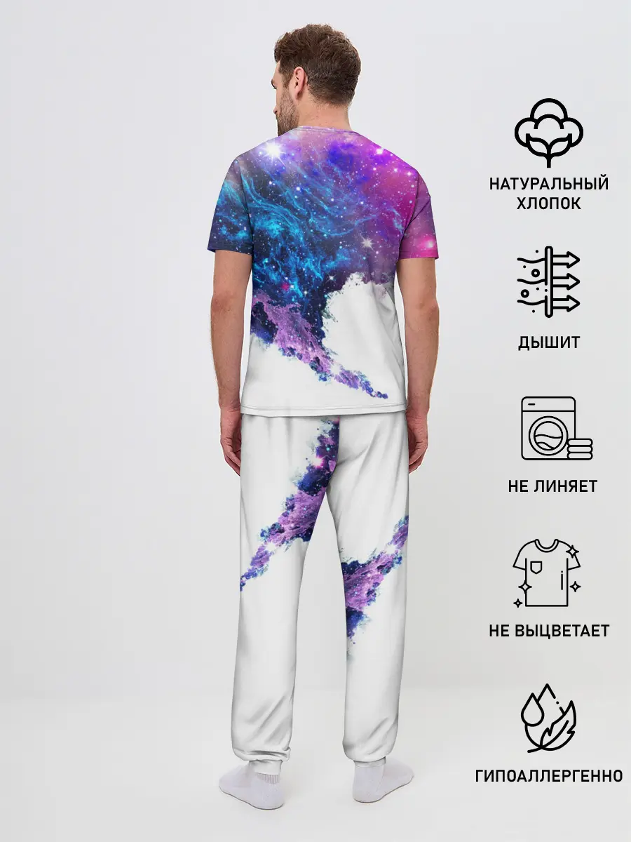 Мужская пижама с брюками / Космический сноуборд