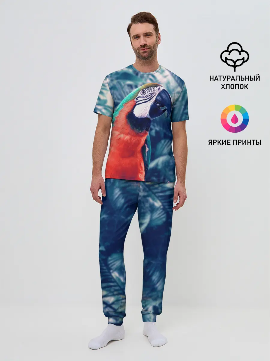 Мужская пижама с брюками / Попугай