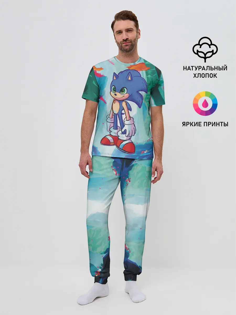 Мужская пижама с брюками / Ежик Соник