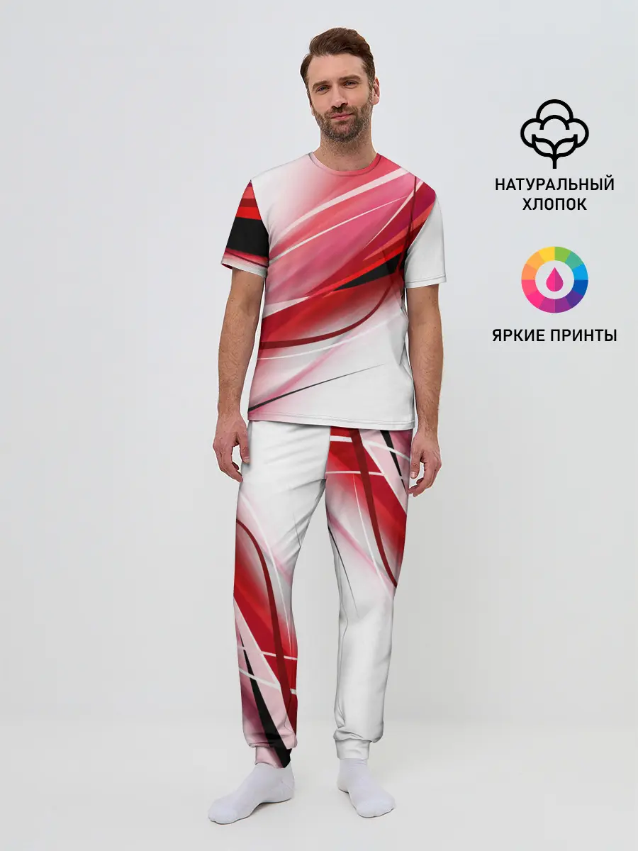 Мужская пижама с брюками / Красная линия