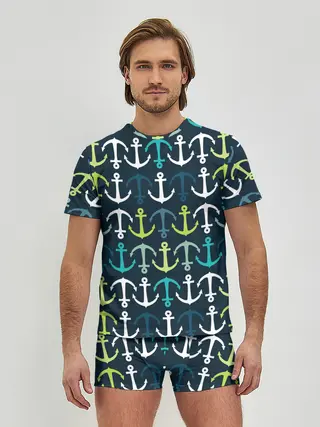 Мужские трусы с футболкой / Якоря