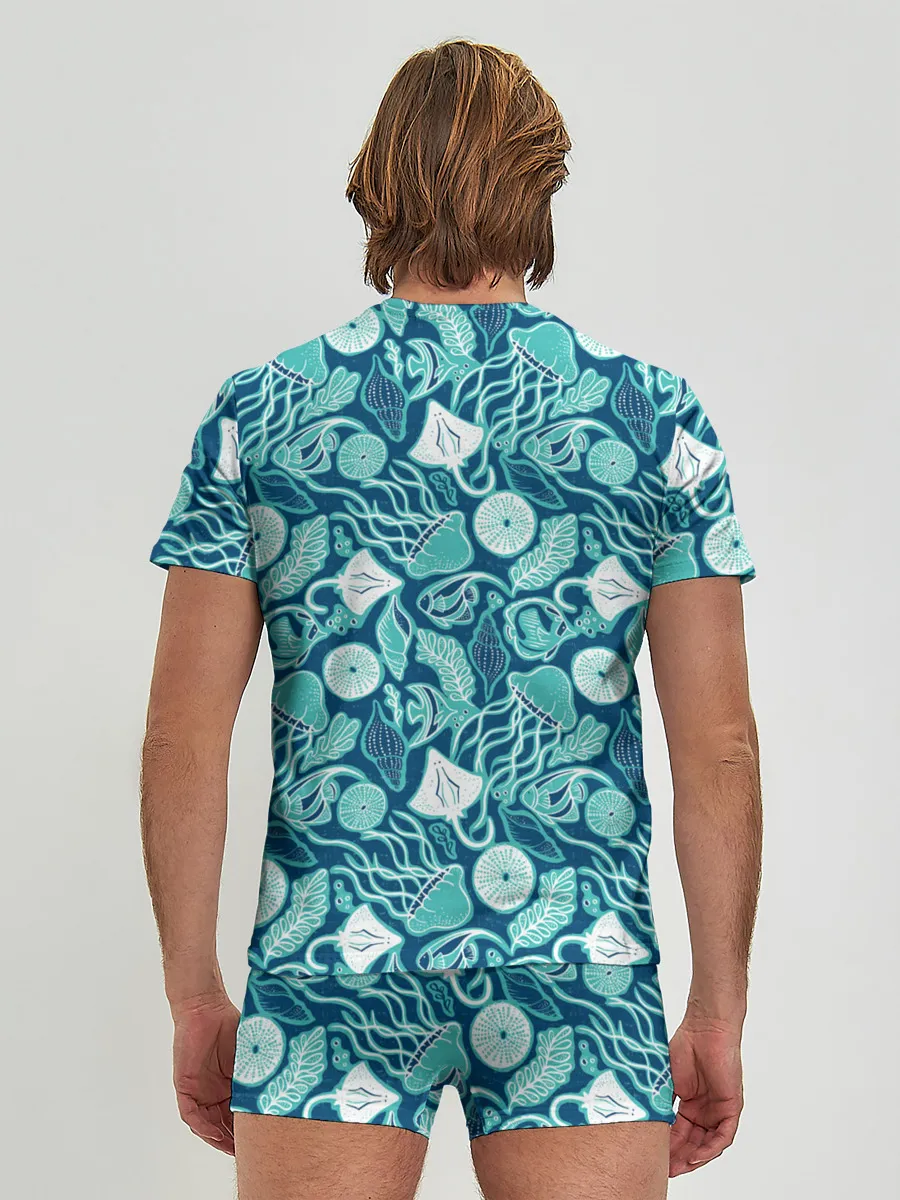 Мужские трусы с футболкой / Скаты и медузы