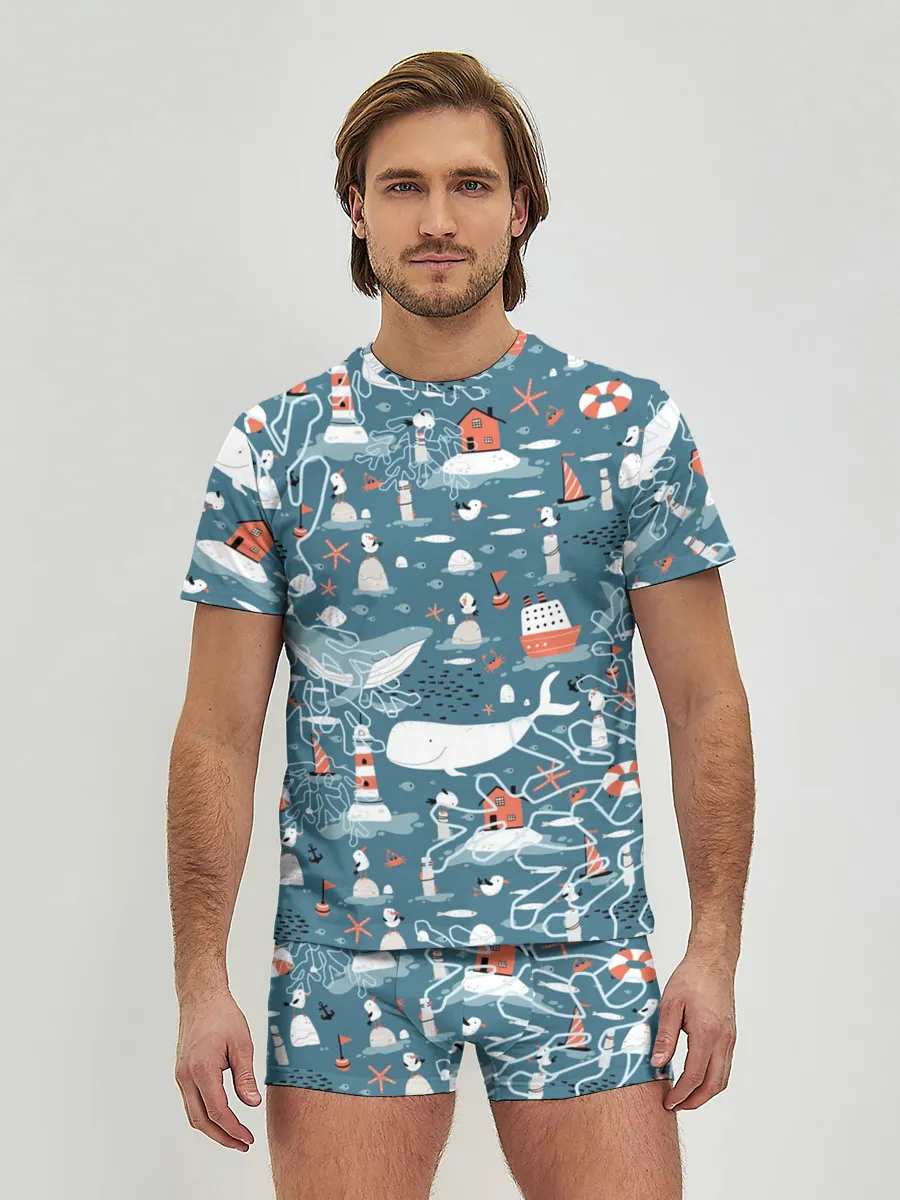 Мужские трусы с футболкой / Море и его жители