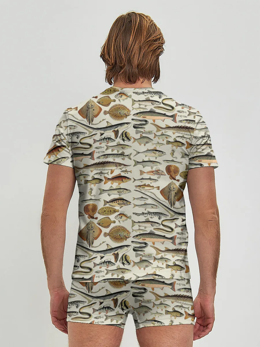 Мужские трусы с футболкой / рыбный паттерн