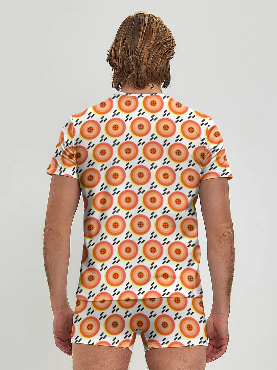 Мужские трусы с футболкой / Поп арт, мишень, диски дождь