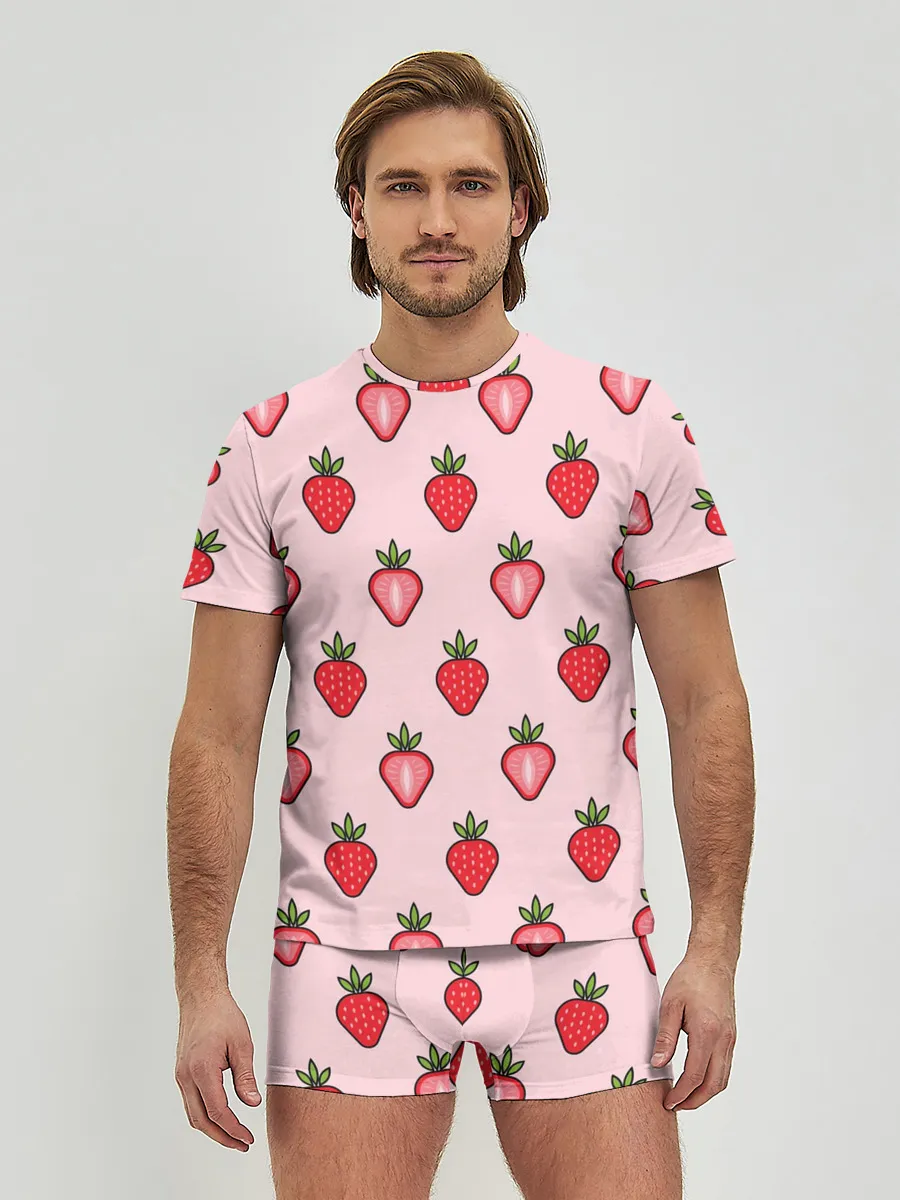 Мужские трусы с футболкой / Клубничное настроение