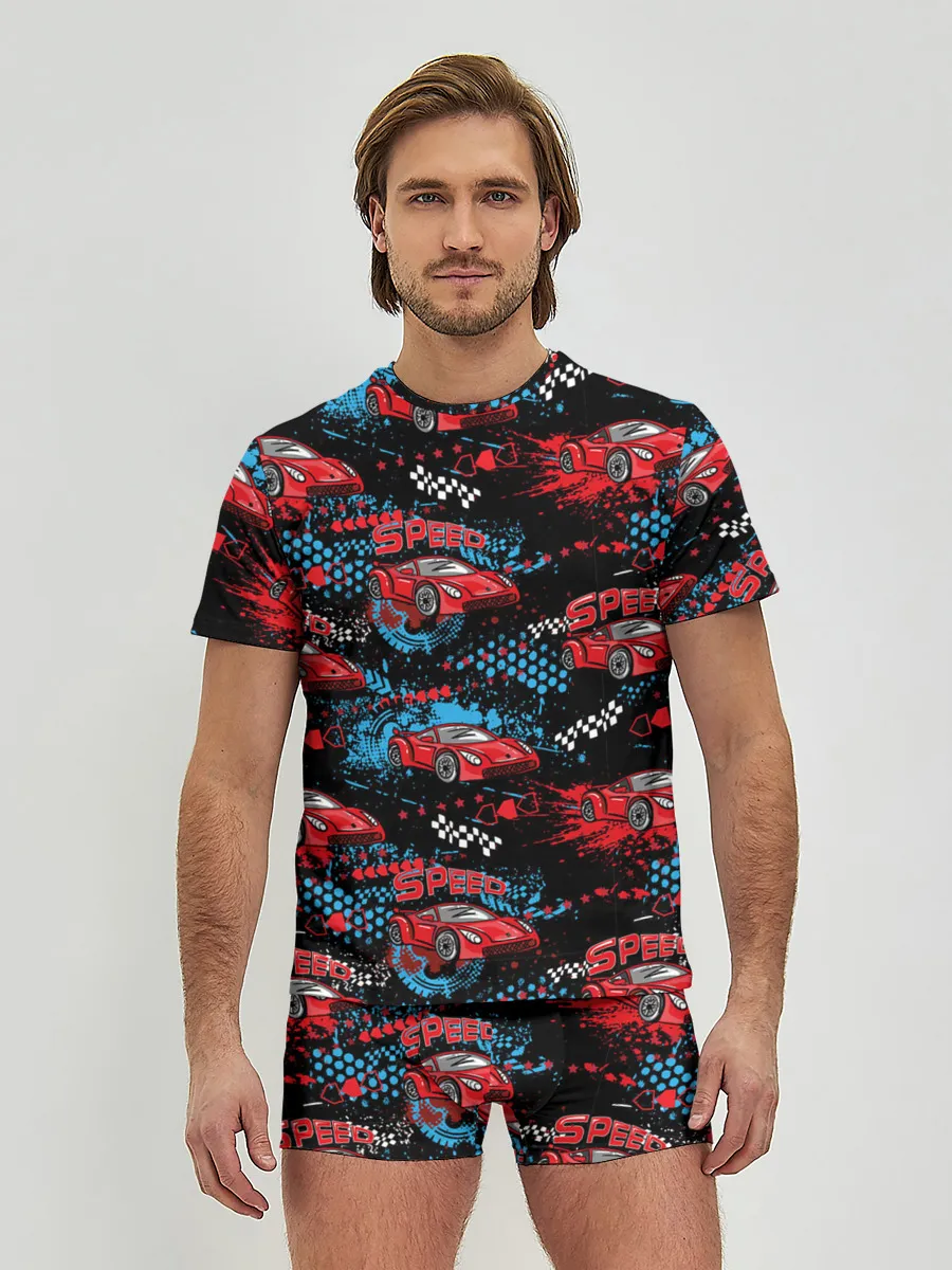 Мужские трусы с футболкой / Гоночная машинка