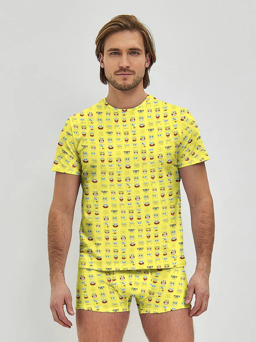 Мужские трусы с футболкой / SpongeBobs facial expressions