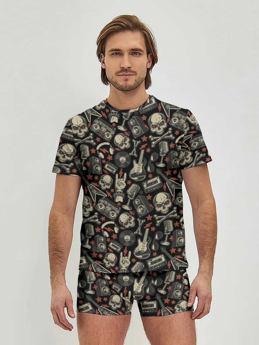 Мужские трусы с футболкой / Scull_pattern_rock