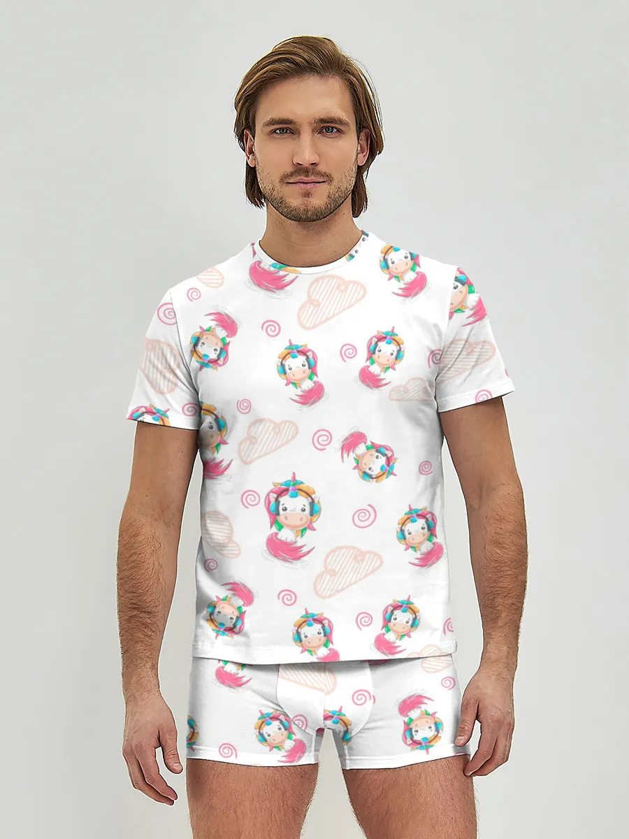 Мужские трусы с футболкой / Радужные Единороги