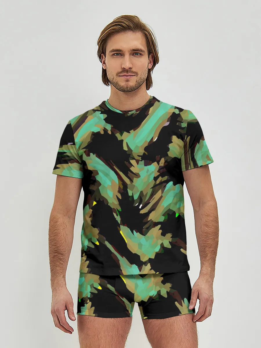 Мужские трусы с футболкой / Изумрудные осколки кристаллов