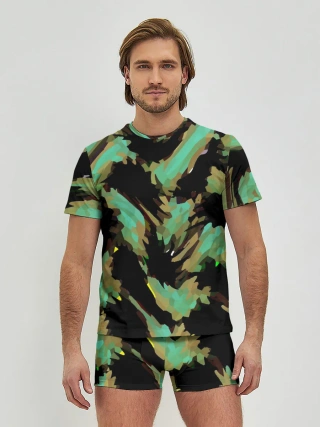 Мужские трусы с футболкой / Изумрудные осколки кристаллов