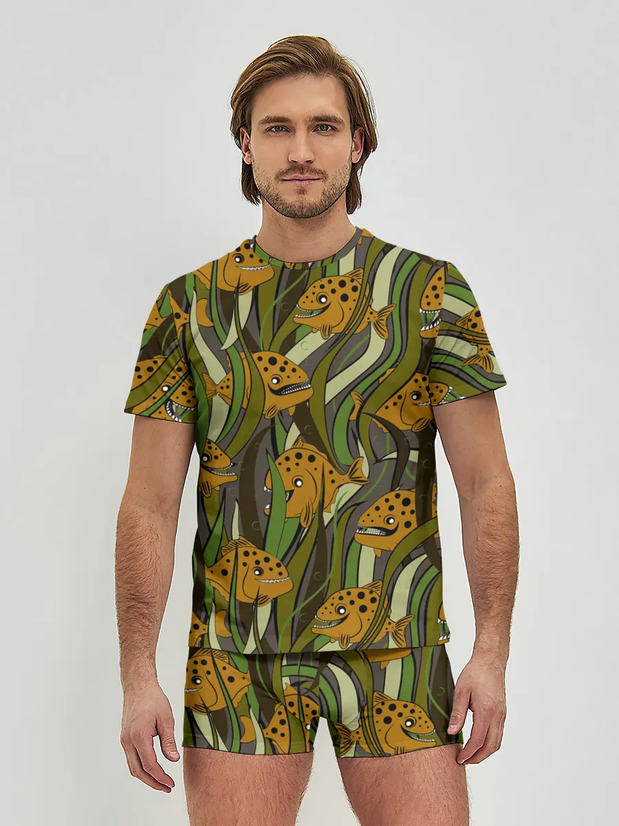 Мужские трусы с футболкой / Пираньи камуфляж