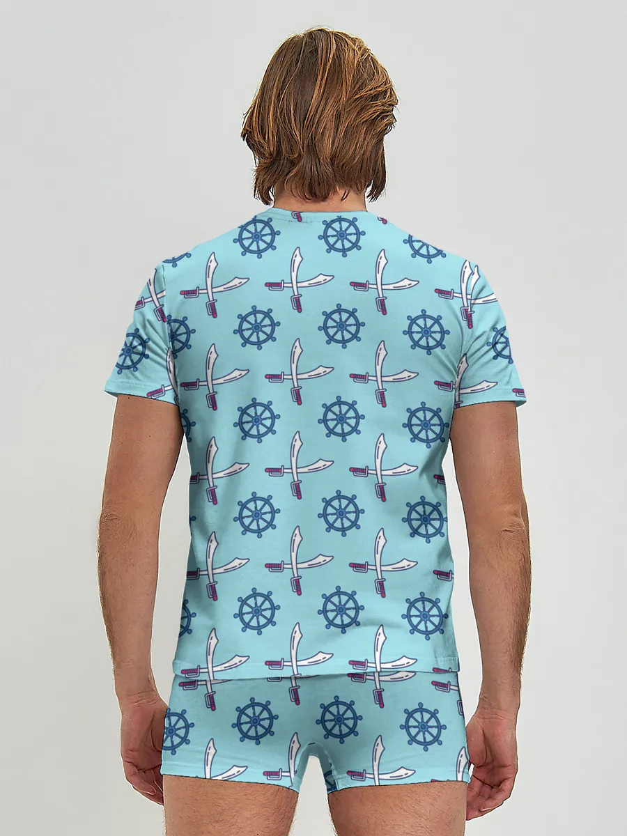 Мужские трусы с футболкой / Пиратский фон