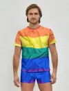 Мужские трусы с футболкой / Радуга - мятая ткань полотно