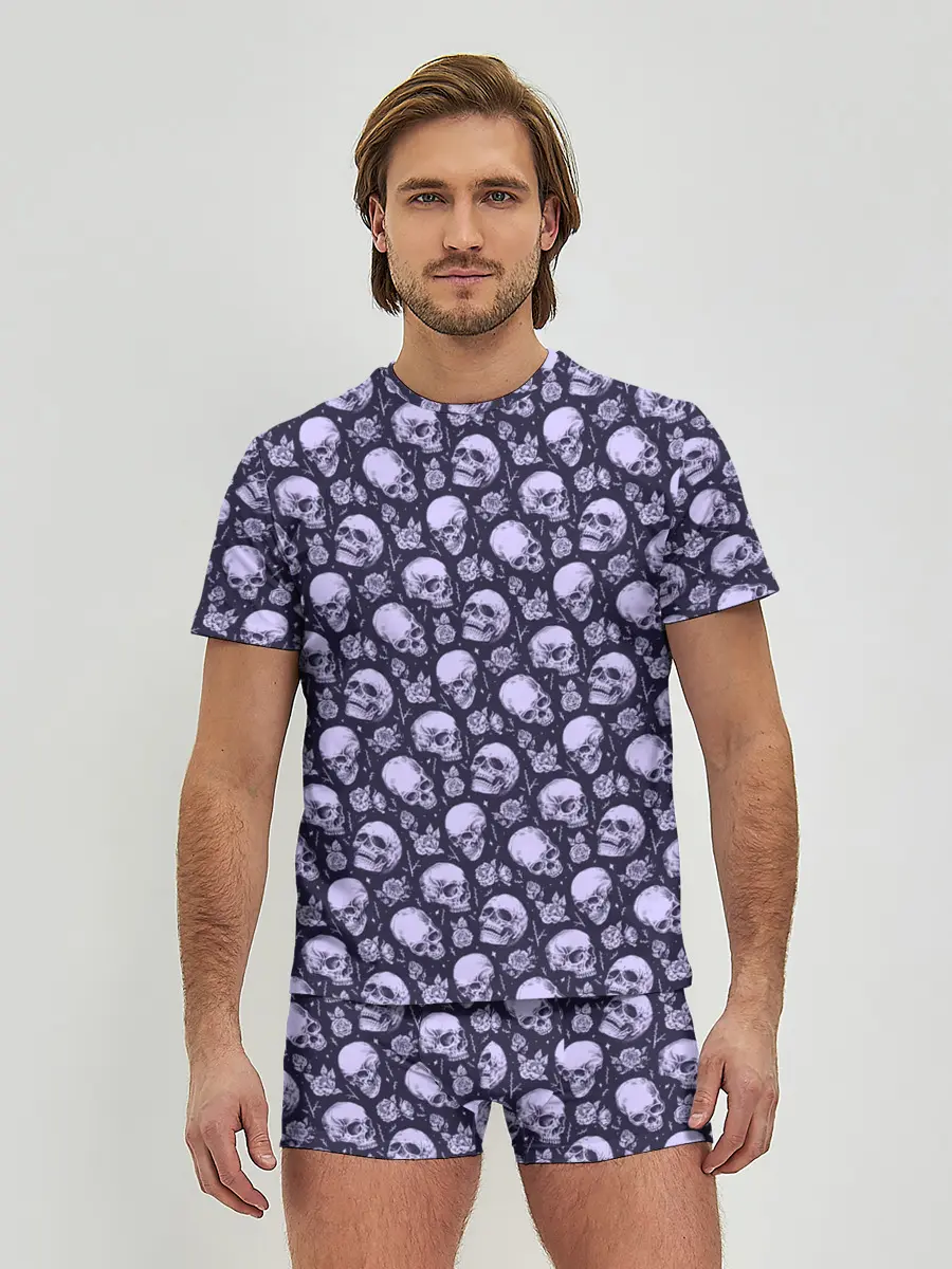 Мужские трусы с футболкой / Черепа