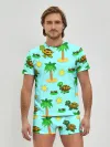 Мужские трусы с футболкой / черепашки и пальмы