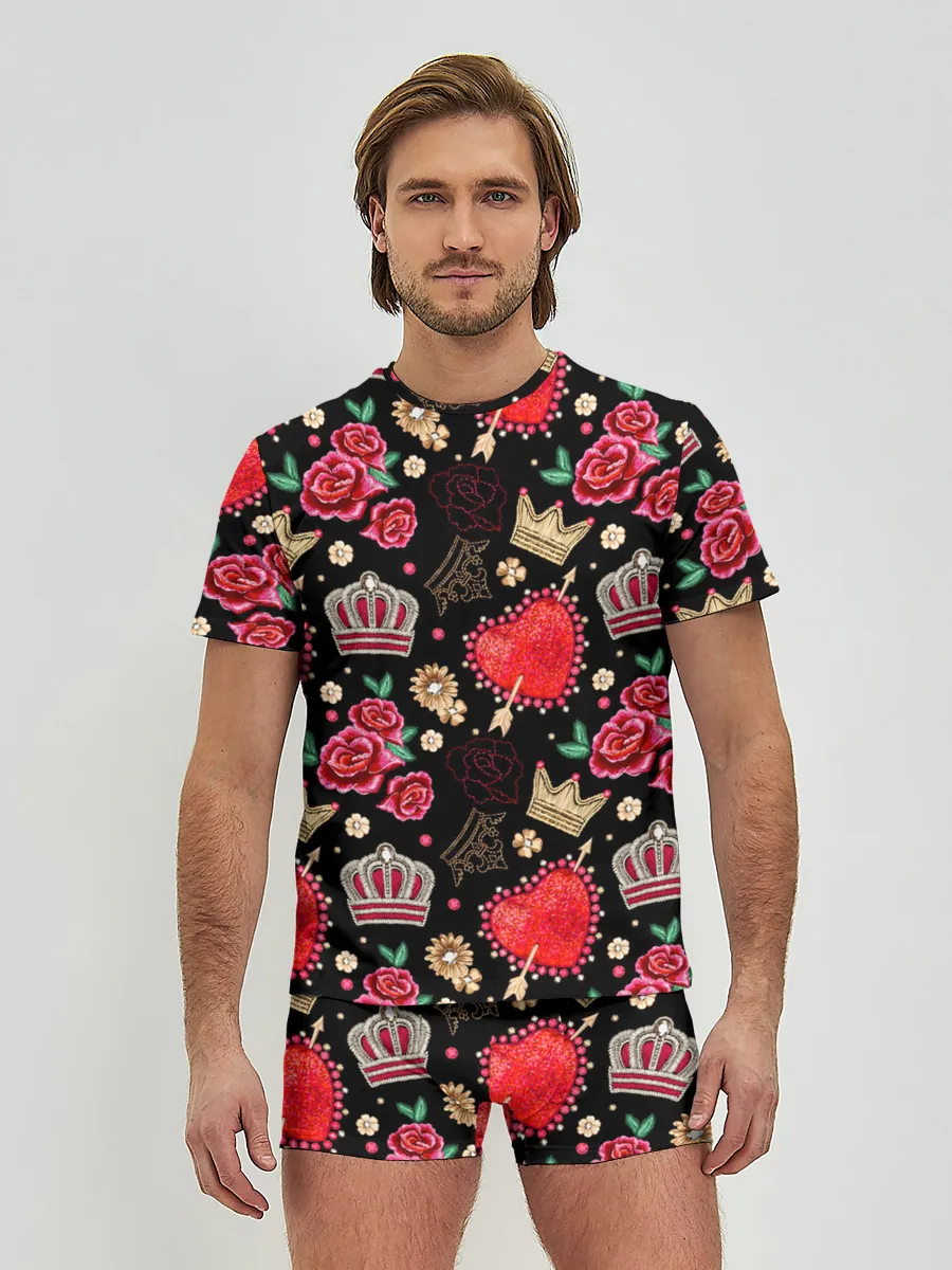 Мужские трусы с футболкой / Корона и розы