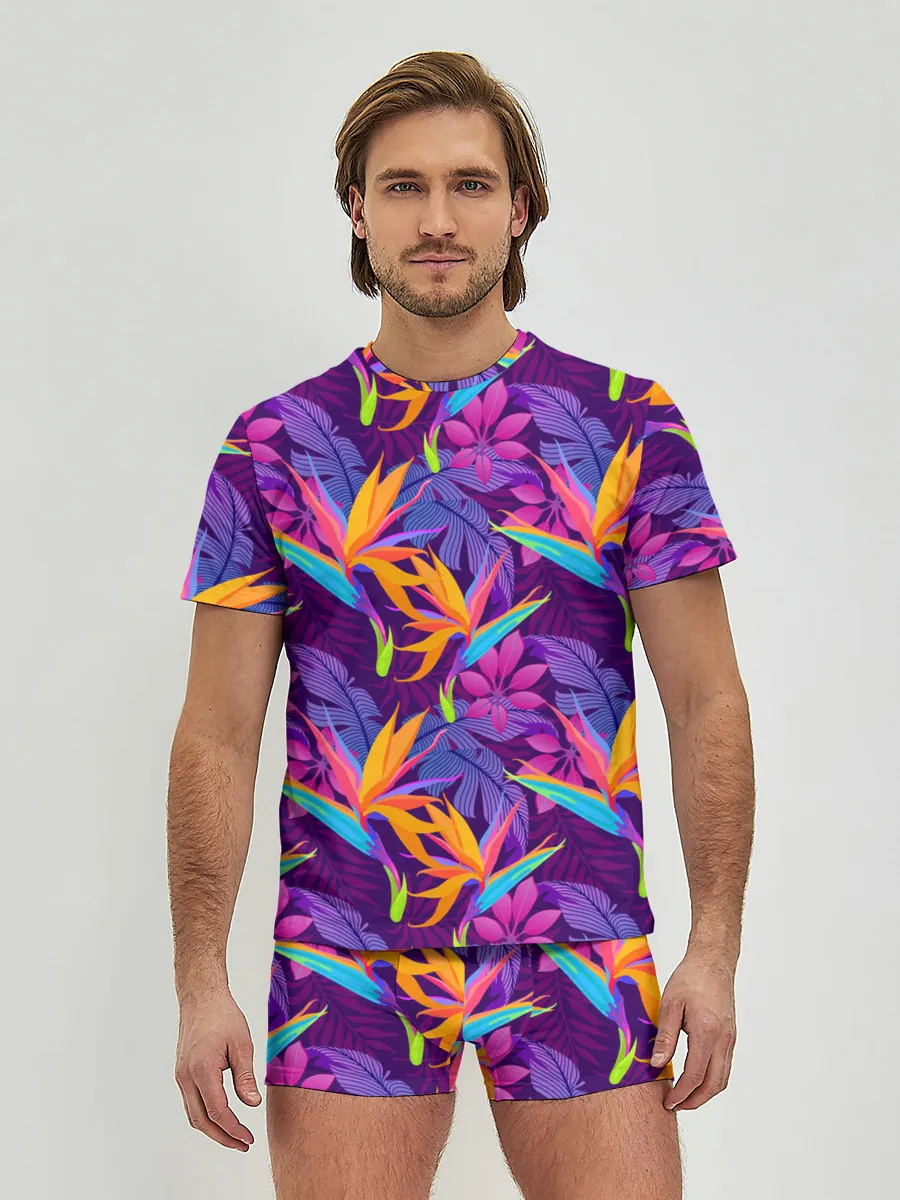 Мужские трусы с футболкой / Тропические листья