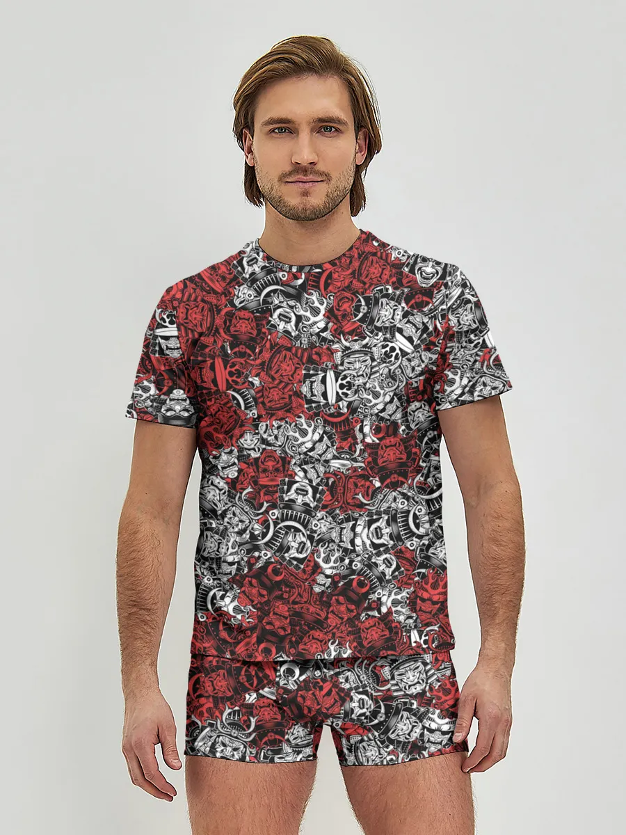 Мужские трусы с футболкой / Красные и Белые самураи