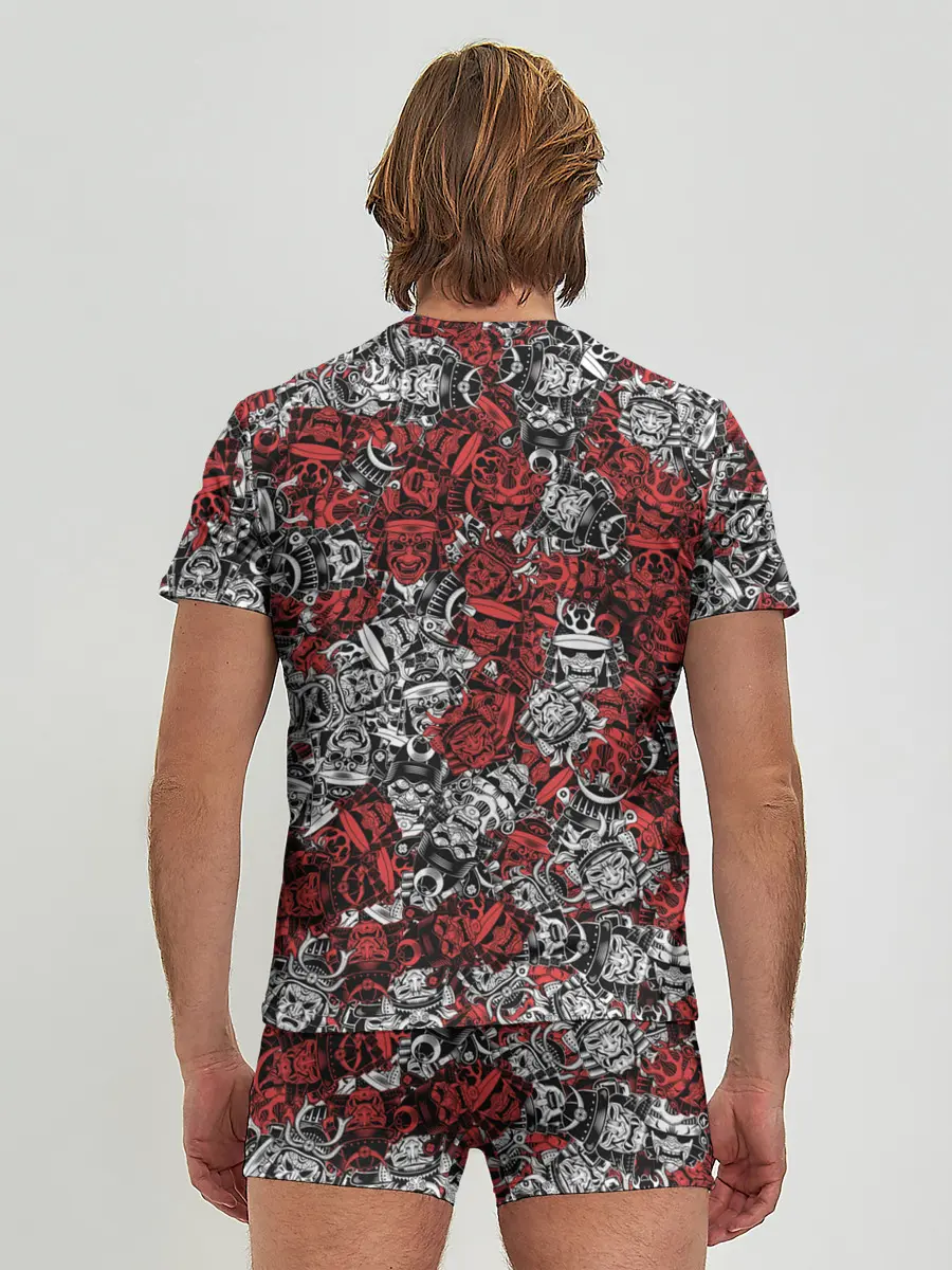 Мужские трусы с футболкой / Красные и Белые самураи