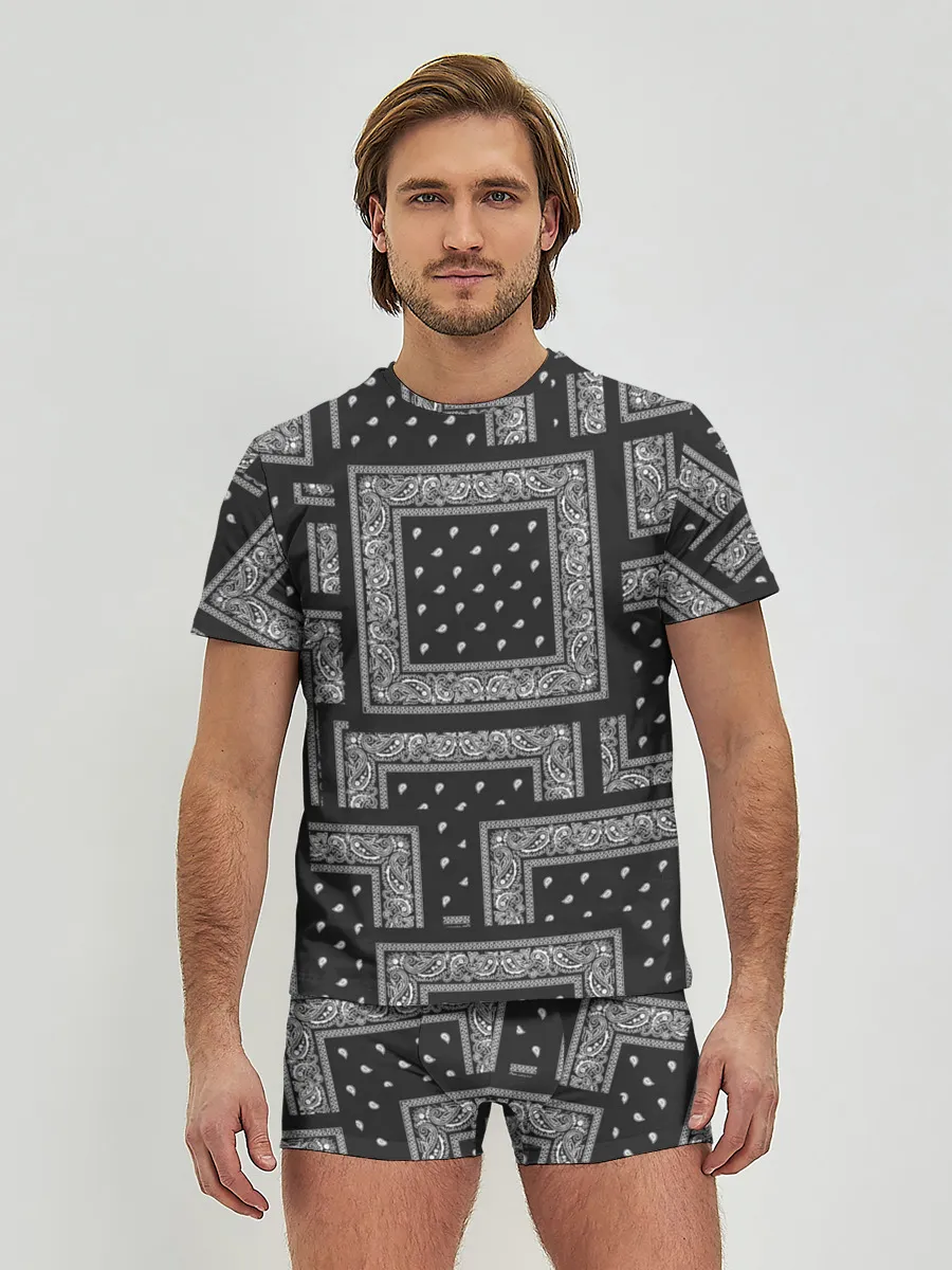 Мужские трусы с футболкой / 3D Бандана v.black