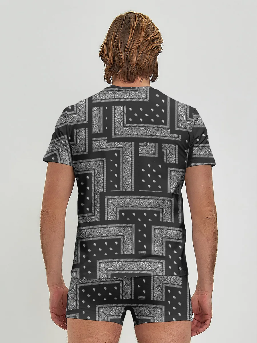 Мужские трусы с футболкой / 3D Бандана v.black