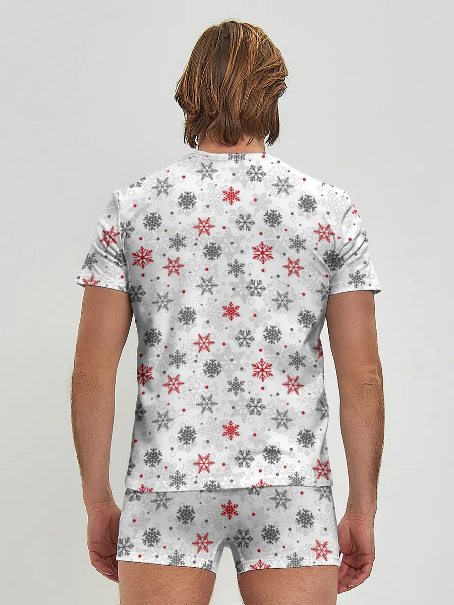 Мужские трусы с футболкой / Снежинки