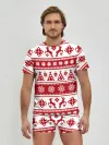 Мужские трусы с футболкой / Новый Год | Олени и снежинки