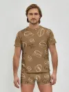 Мужские трусы с футболкой / Кофейный узор