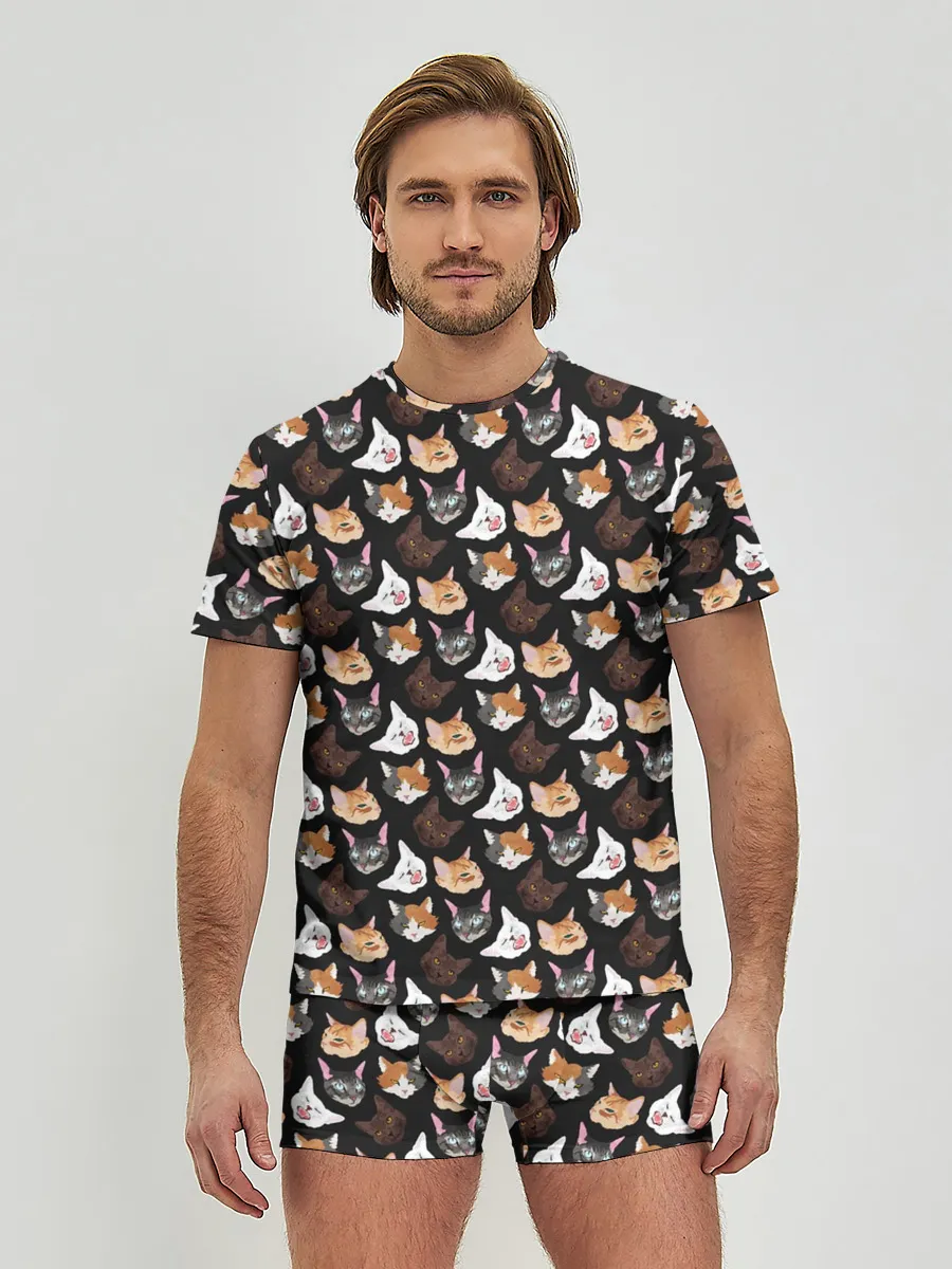 Мужские трусы с футболкой / Много котов
