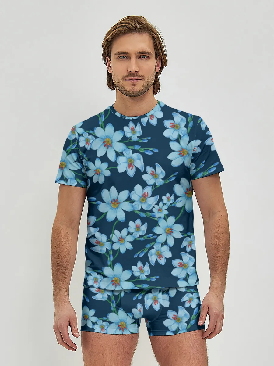 Мужские трусы с футболкой / Иксии не темно синем фоне