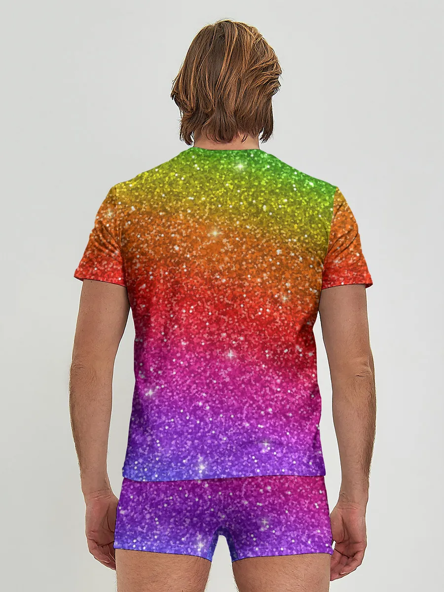 Мужские трусы с футболкой / Блестки радуги