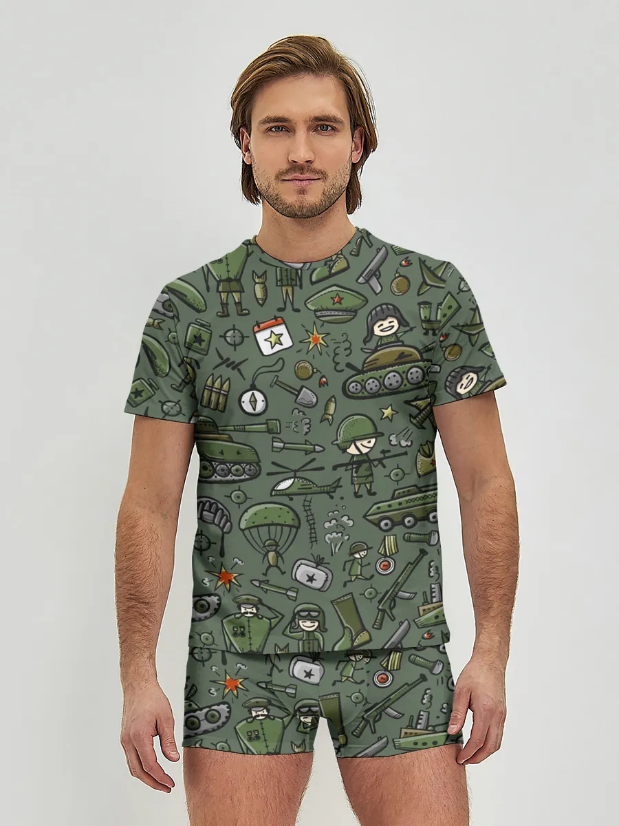 Мужские трусы с футболкой / военные атрибуты