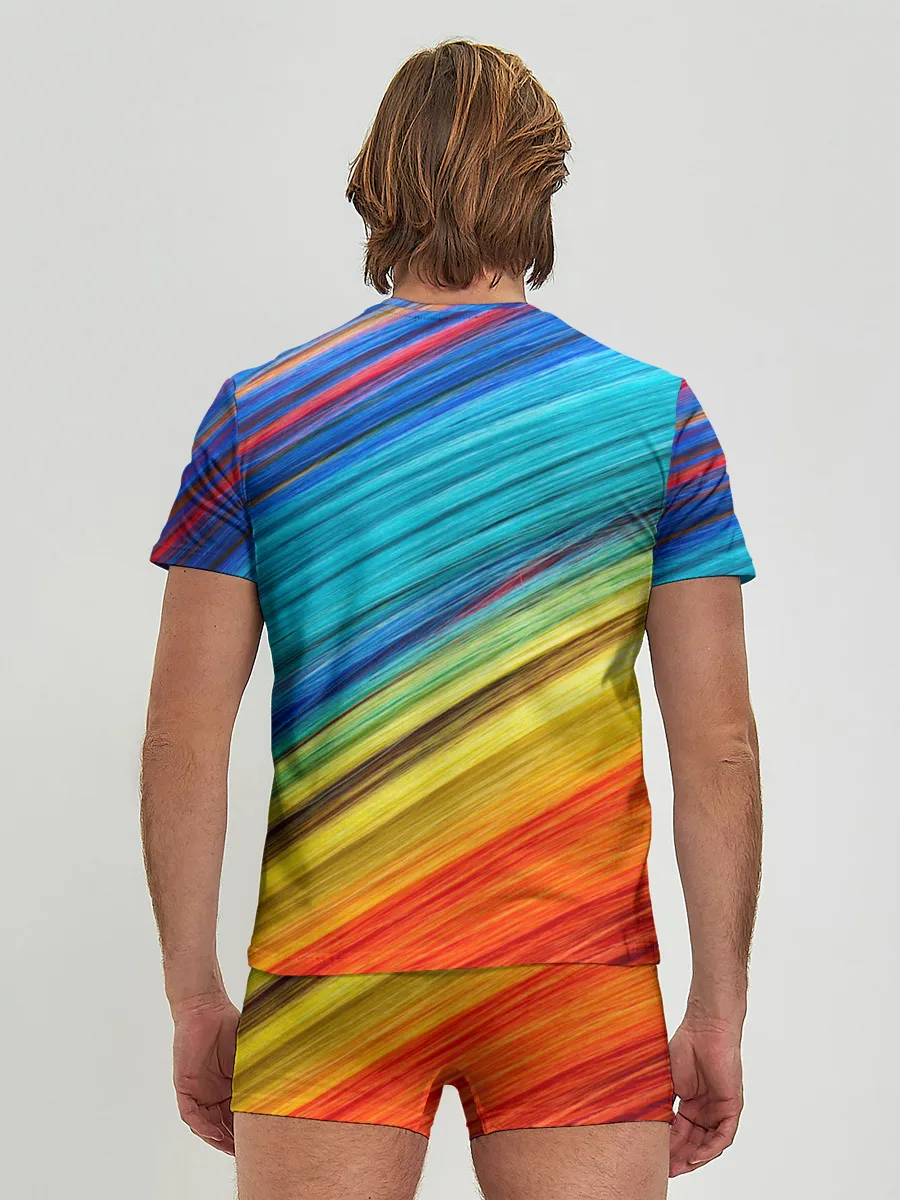 Мужские трусы с футболкой / цветной мех диагональ