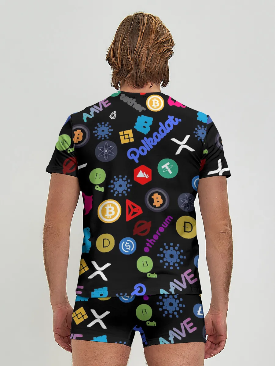 Мужские трусы с футболкой / BITCOIN PATTERN | БИТКОИН