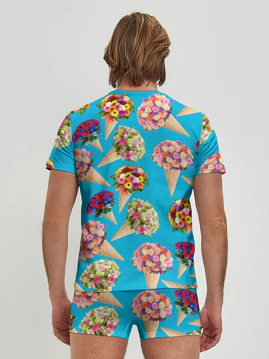 Мужские трусы с футболкой / Рожок цветов